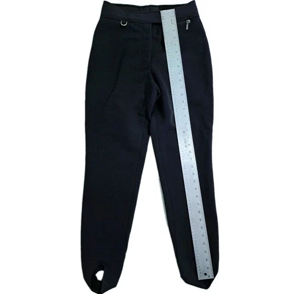 Vintage FERA Skiwear Black Wool Nylon Ski Pants Stirrups Women Size 8R - Picture 7 of 8